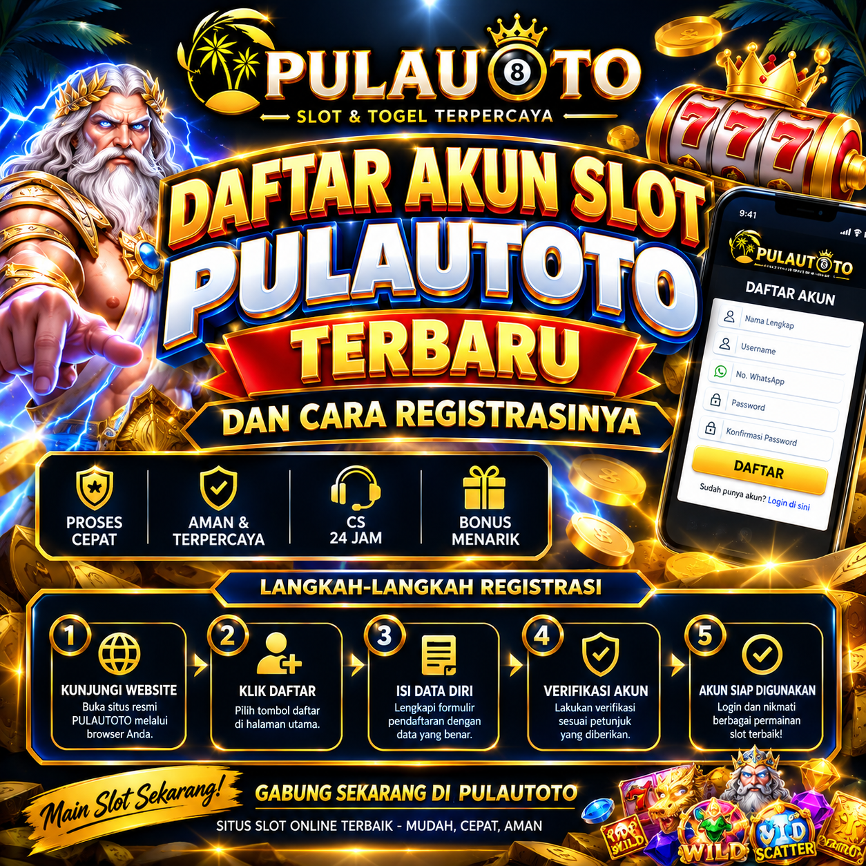 Daftar Akun Slot Pulautoto Terbaru dan Cara Registrasinya
